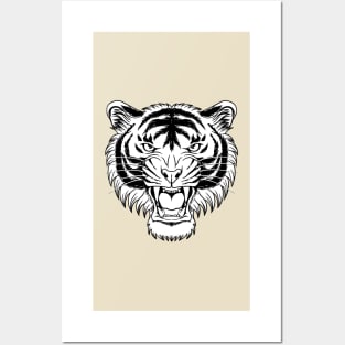 Angry tiger head illustration Posters and Art